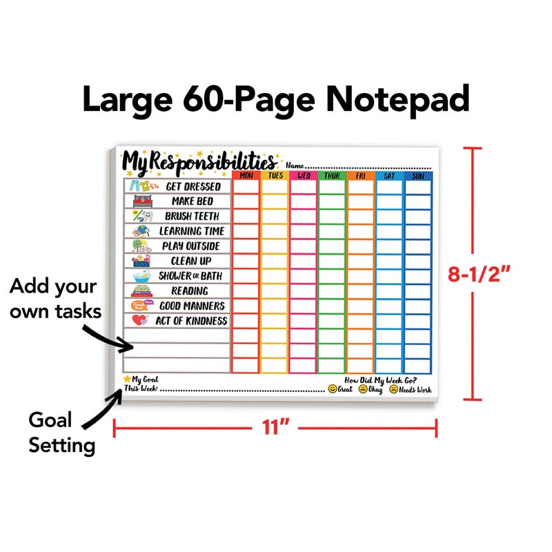 Tiny Expressions Responsibility Chart for Kids Ages 3, 4, 5, and 6 - My Responsibility Weekly Chore Chart for Kids Daily Checklist and Routine - Image 4